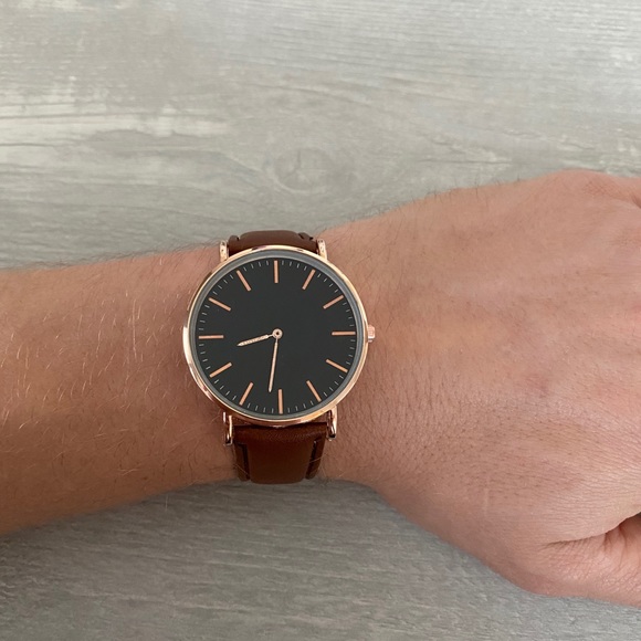 Brown Leather and Rose Gold Watch - Picture 2 of 5